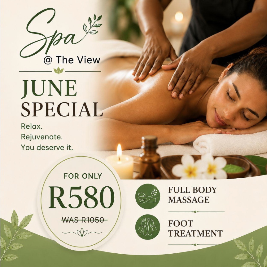 Luxury spa special in Amanzimtoti featuring a full body massage and foot treatment at The View Boutique Hotel Spa.